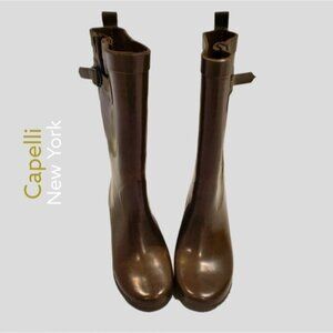 Capelli New York- Wedge Platform Rubber Rainboots- adjustable calf